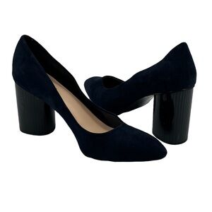 Nine West Blue Suede Pointed Toe Block Heels Size 9 1/2 Women’s